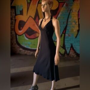 J CREW BLACK SILK CROSS BACK FULLY LINED MIDI DRESS Sz 10